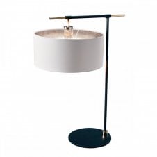 BALANCE Table Lamp | Black with Polished Nickel Accents | White Shade
