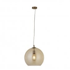 antique brass and amber glass globe ceiling pendant
