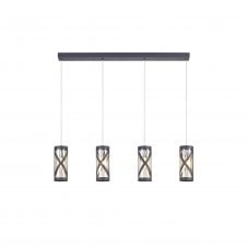 BANDEAU Matt Grey/Polished Chrome/Cognac 4 Light Ceiling Pendant Bar