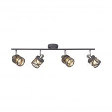 BANDEAU Matt Grey/Polished Chrome/Cognac 4 Light Spotlight Bar