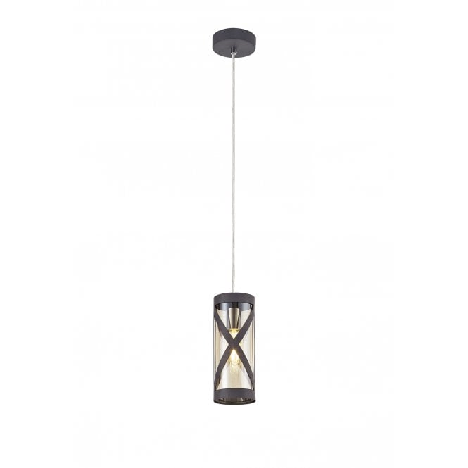 BANDEAU Matt Grey/Polished Chrome/Cognac Ceiling Pendant