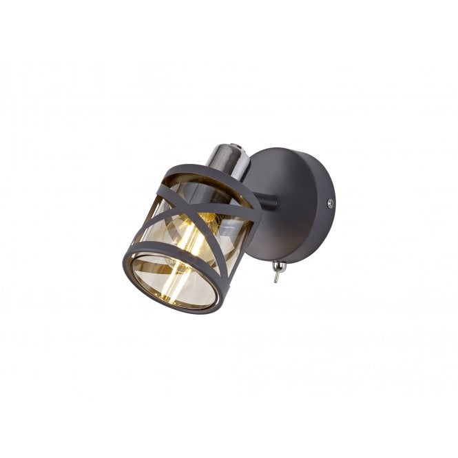 BANDEAU Matt Grey/Polished Chrome/Cognac Wall Spotlight