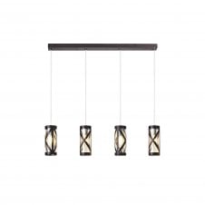 BANDEAU Oiled Bronze/Polished Chrome/Amber 4 Light Ceiling Pendant Bar