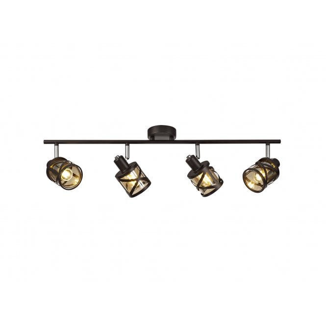 BANDEAU Oiled Bronze/Polished Chrome/Amber 4 Light Spotlight Bar