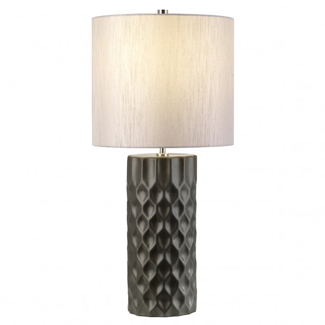BARBICAN indent sculptured graphite finish table lamp with shade
