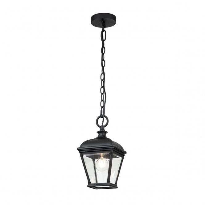 BAYVIEW Medium Chain Lantern in Aluminium and Clear Bevelled Glass