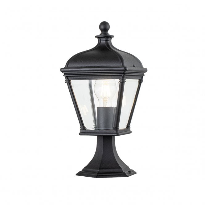 BAYVIEW Medium Pedestal Lantern Aluminium, Clear Bevelled Glass