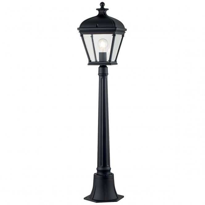 BAYVIEW Medium Pillar Lantern in Aluminium and Clear Bevelled Glass