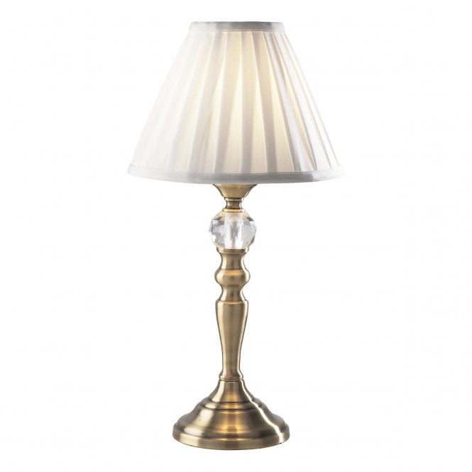 Beau Antique Brass Touch Lamp with Pleated Shade