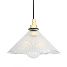 brass bathroom ceiling pendant with glass tapered shade