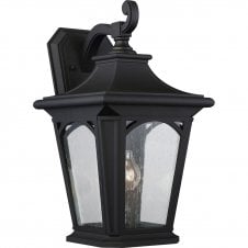 Traditional Black Exterior Wall Lantern with Clear Seeded Glass Panels