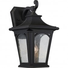 Traditional Black Exterior Wall Lantern with Clear Seeded Glass Panels
