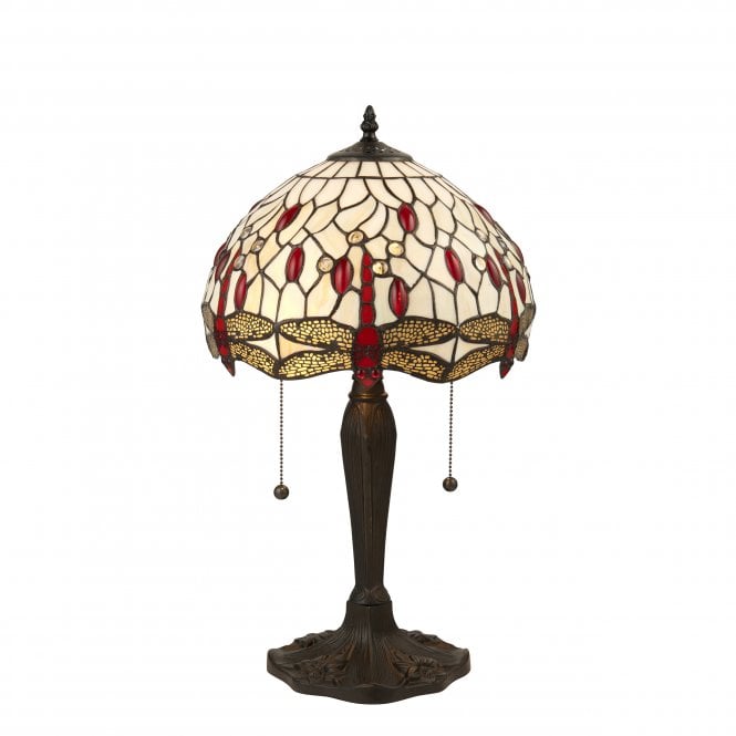 BEIGE DRAGONFLY Tiffany stained glass table lamp