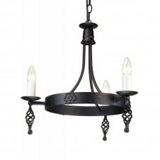 BELFRY medieval design black metal 3 light ceiling light