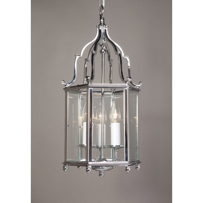 BELGRAVIA 3 light Georgian style lantern in polished chrome