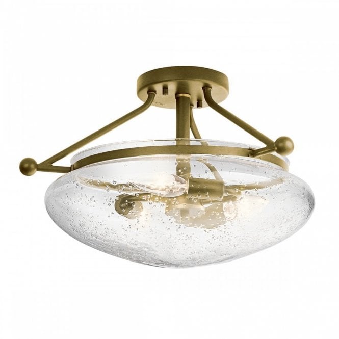 BELLE 3 Light Semi-Flush Mount Brushed Natural Brass