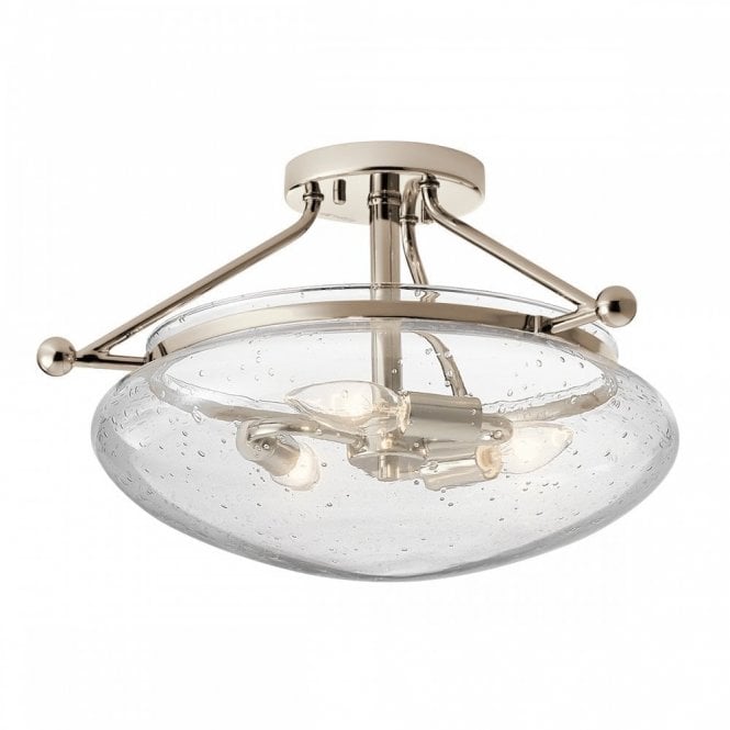 BELLE 3 Light Semi-Flush Mount Polished Nickel