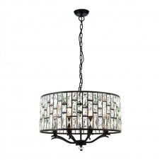 BELLE 8 light dark bronze and crystal chandelier
