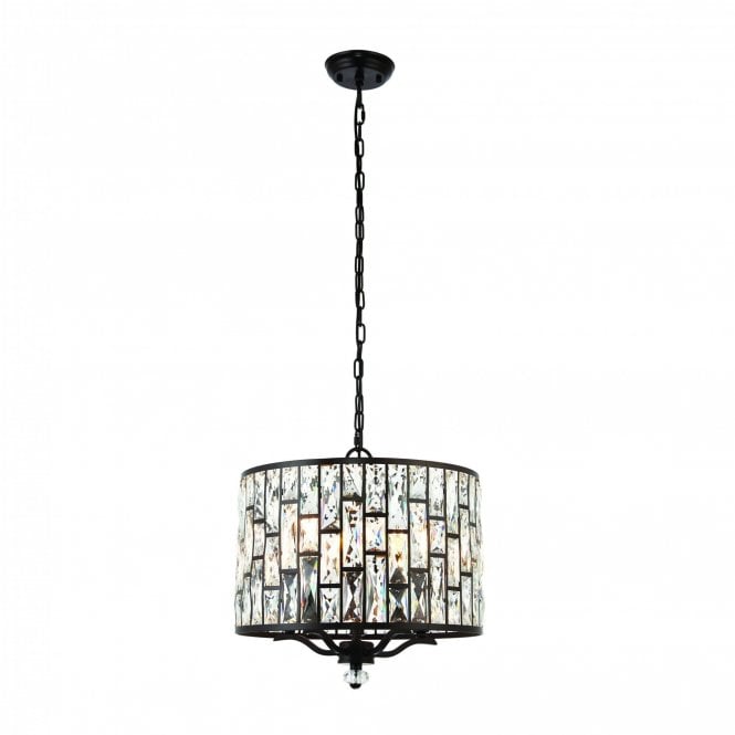 BELLE decorative 5 light pendant in bronze with glass crystals