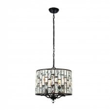 BELLE decorative 5 light pendant in bronze with glass crystals