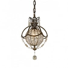 BELLINI chandelier style mini pendant light, bronze with crystal