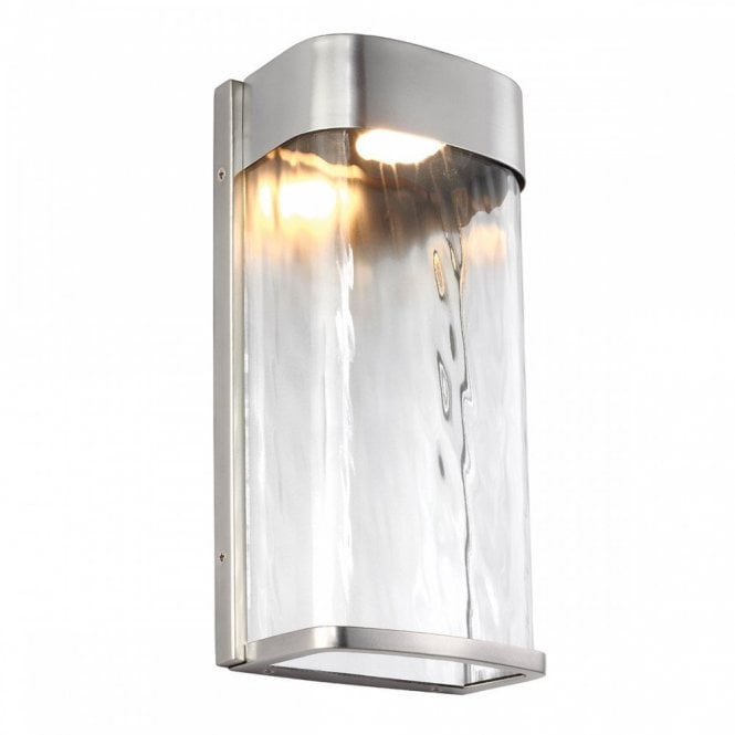 BENNIE large LED contemporary outdoor wall light in brushed steel
