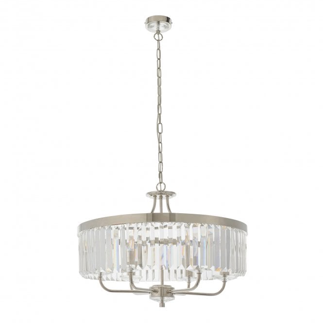 Berchtold Chandelier in Polished Chrome with Clear Facet Glass