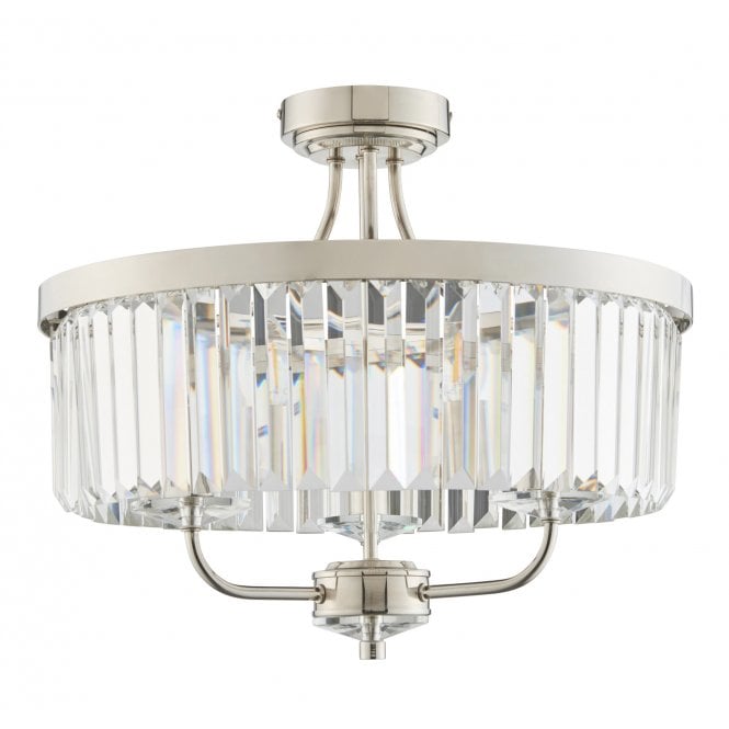 Berchtold Semi-Flush Ceiling Light in Polished Chrome with Clear Facet Glass