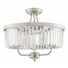 Berchtold Semi-Flush Ceiling Light in Polished Chrome with Clear Facet Glass