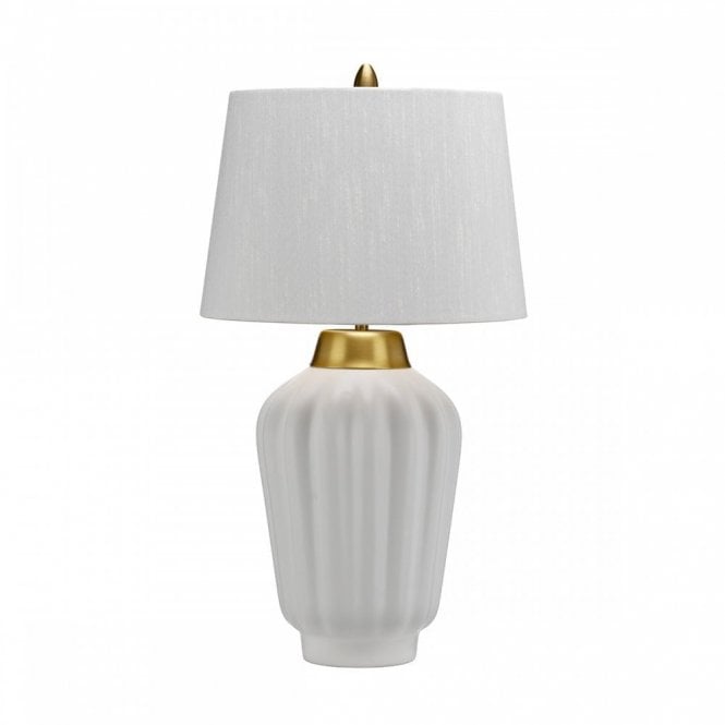 BEXLEY Table Lamp in White & Brushed Brass with Shade