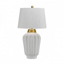 BEXLEY Table Lamp in White & Brushed Brass with Shade