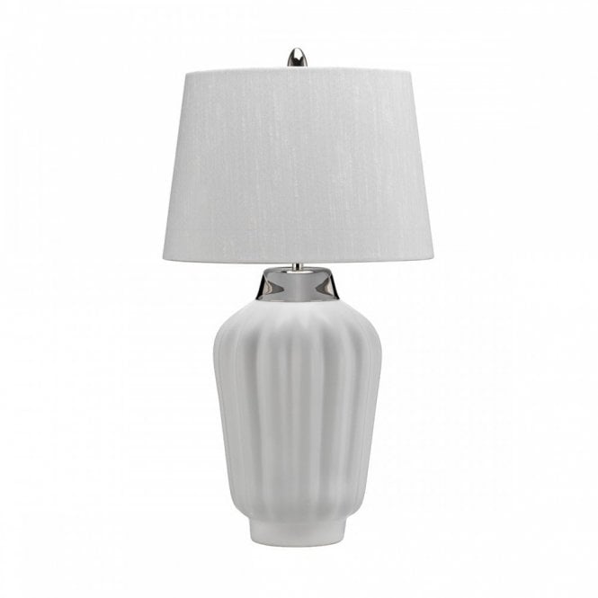 BEXLEY Table Lamp in White & Polished Nickel with Shade