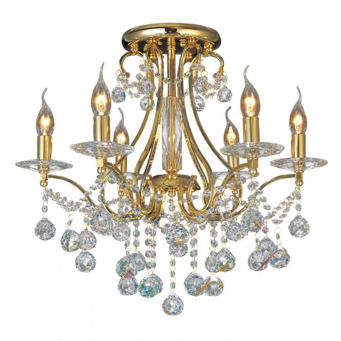 BIANCO gold plated & Asfour crystal chandelier for low ceilings