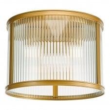 bronze flush ceiling light with ribbed glass