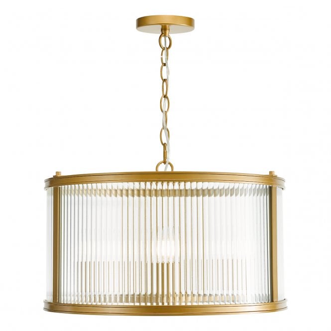 Bianka 3 Light Pendant in Bronze with Ribbed Glass