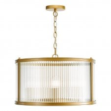 bronze drum pendant with ribbed glass