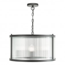 matte black pendant with ribbed glass