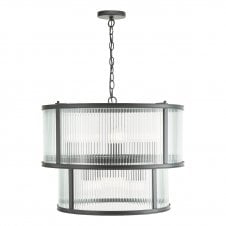 matte black pendant with ribbed glass