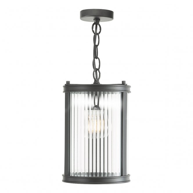 Bianka Pendant in Matt Black with Ribbed Glass