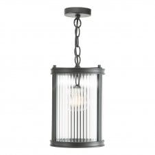 matt black pendant with ribbed glass