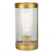 bronze table lamp with ribbed glass