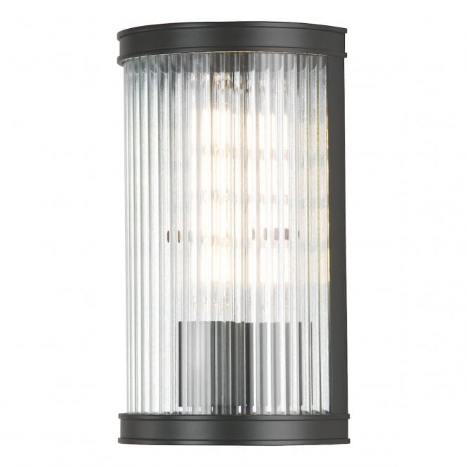 Bianka Wall Light in Matt Black with Ribbed Glass