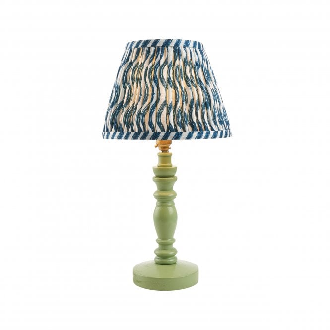 Bibury Cotswold Green Table Lamp with Ripple Shade in Marlin Blue