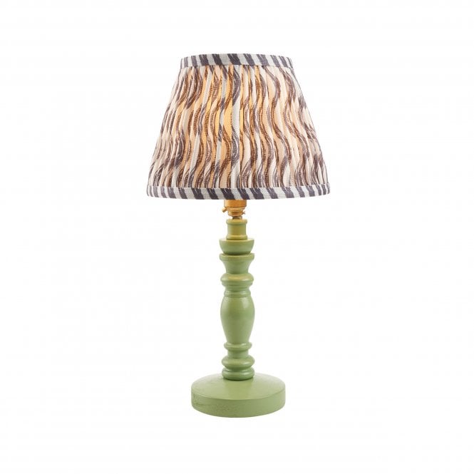 Bibury Cotswold Green Table Lamp with Ripple Shade in Pearl Grey