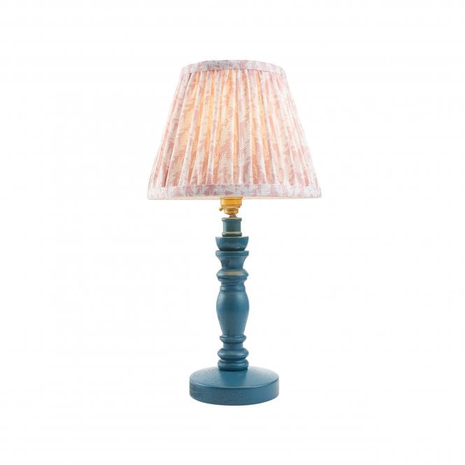 Bibury Marlin Blue Table Lamp with Leaf Shade in Peach