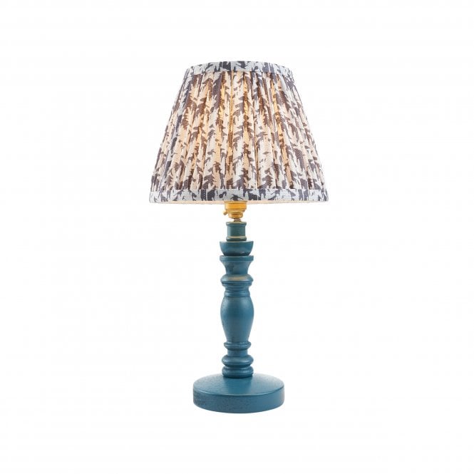 Bibury Marlin Blue Table Lamp with Leaf Shade in Pearl Grey