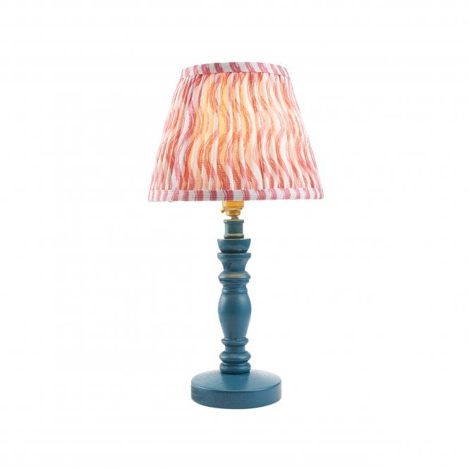 Bibury Marlin Blue Table Lamp with Ripple Shade in Coral Pink