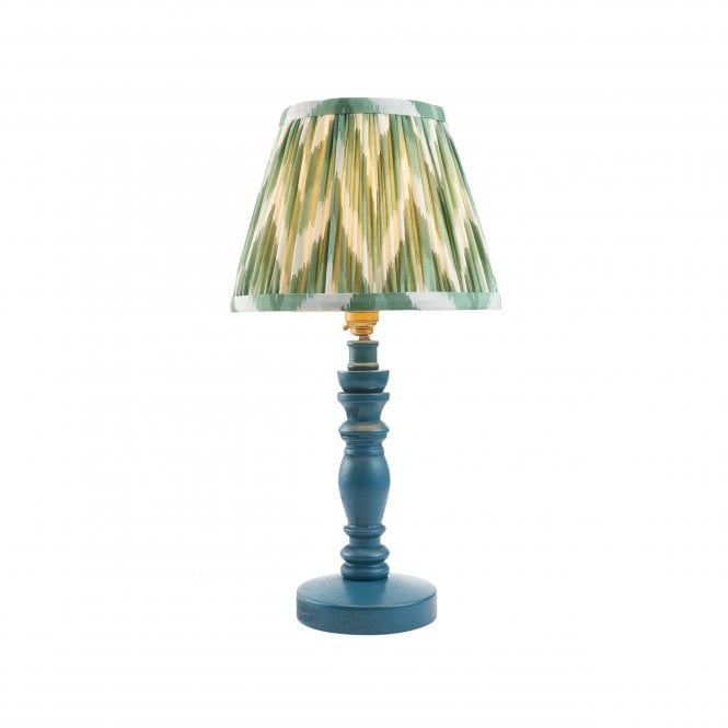 Bibury Marlin Blue Table Lamp with Zigzag Shade in Cotswold Green