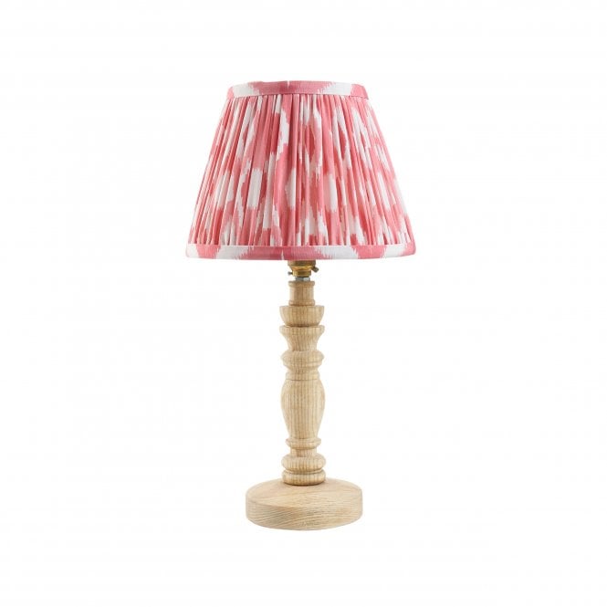 Bibury Natural Ash Table Lamp with Ikat Shade in Coral Pink