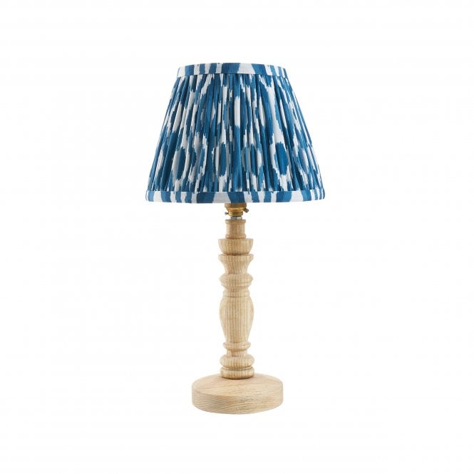 Bibury Natural Ash Table Lamp with Ikat Shade in Marlin Blue